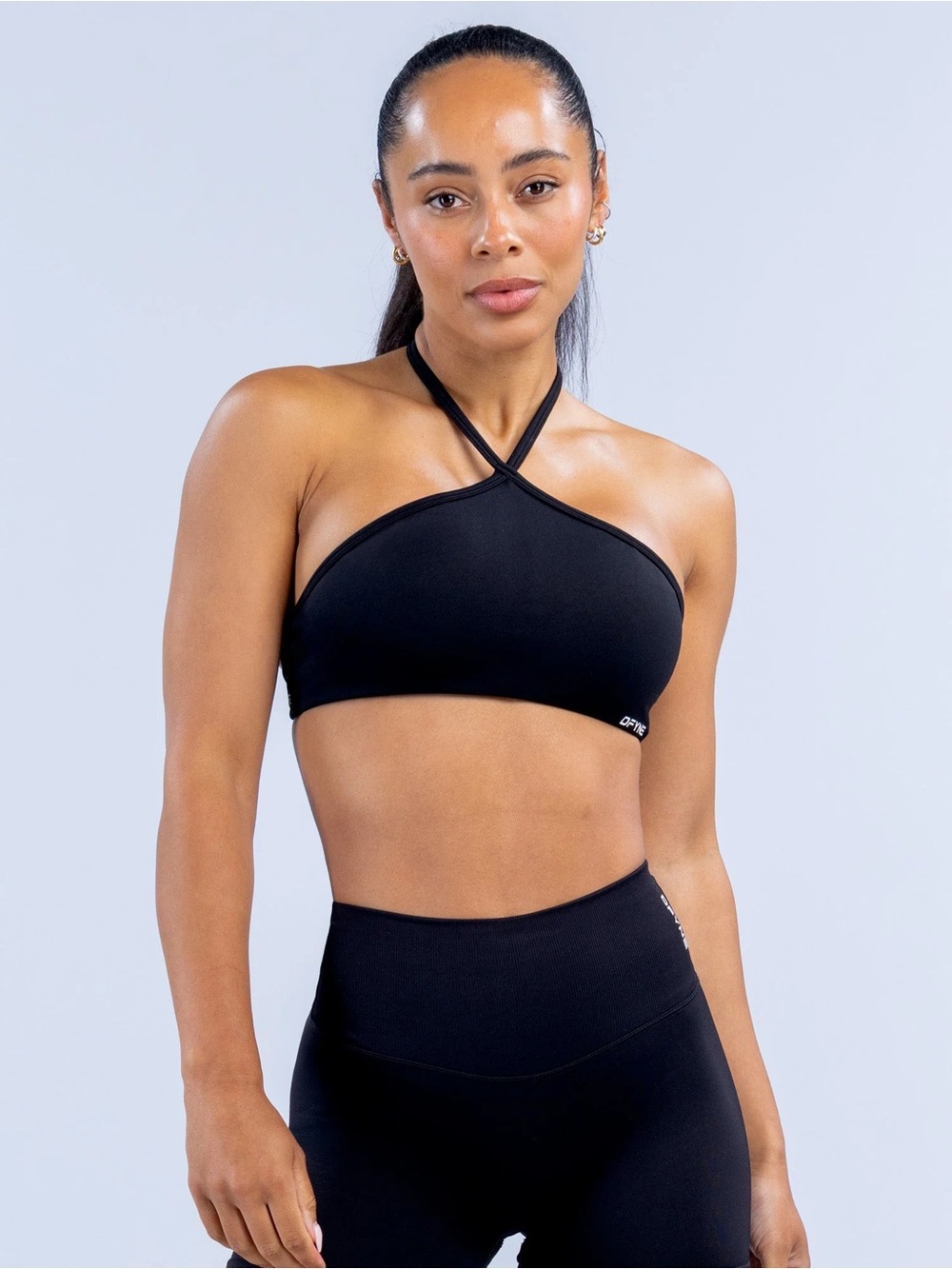 Dynamic high neck halter bra - MIDNIGHT BLACK